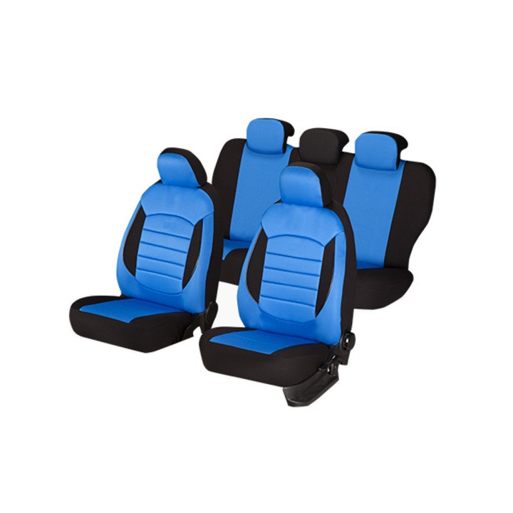 Универсални калъфи за автомобилни седалки, Urban Edition, текстилен материал, 11 части, син