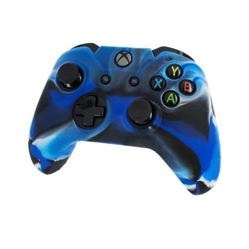 Husa Pro Soft Silicone Protective Cover With Ribbed Handle Grip Camo Blue Xbox One