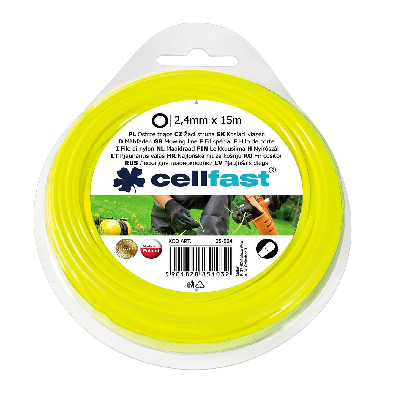 Fir motocoasa EVO Cell Fast, profil rotund, PVC, 2.4 mm x 15 m