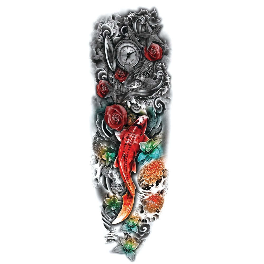 Tatuaj temporar pentru brate sau picioare monocrom, big zise 48 x 17 cm, #T/085 - Tattoo Temporary Phuture®