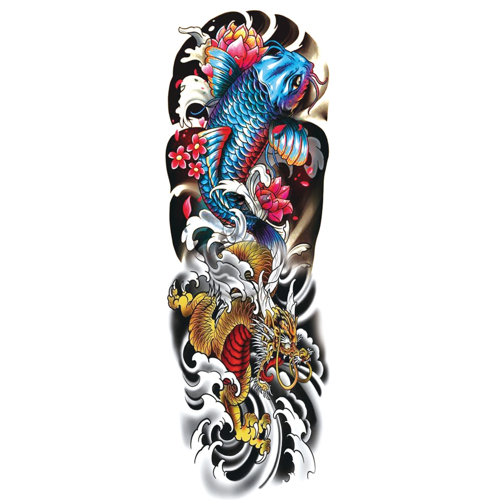 Tatuaj temporar pentru brate sau picioare monocrom, big zise 48 x 17 cm, #T/087 - Tattoo Temporary Phuture®