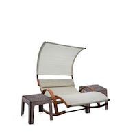 sezlong tip balansuar culinaro pentru 2 persoane lemn textil cu prelata protectie soare cu 2 mese sezlong maro imagen 41_0_
0