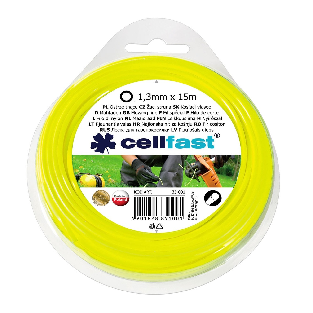 Fir motocoasa EVO Cell Fast, profil rotund, PVC, 1.3 mm x 15 m