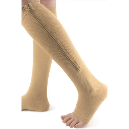 Sosete compresive cu fermoar unisex, crem, marimea S/M