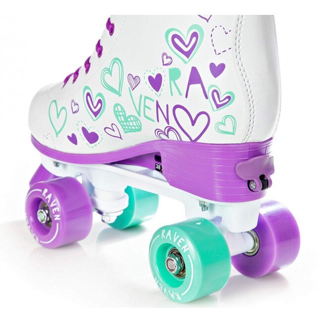 RAVEN - Rolschaatsen voor kinderen en volwassenen - Duurzame PVC-remmen, rubberen wielen - Trista Violet/Mint, 35-38 (22,5-24 cm