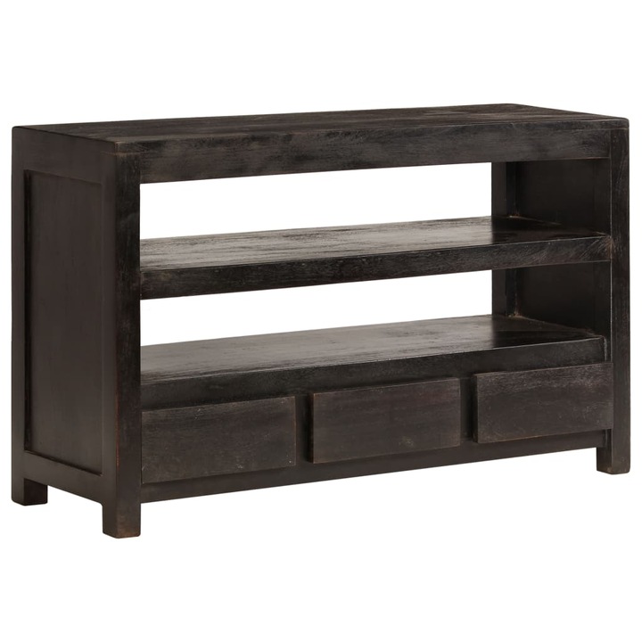 Comoda TV, Zakito Europe, Lemn, 3 sertare, 90x30x55cm, Maro inchis