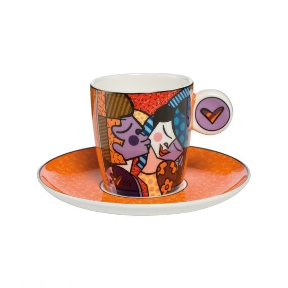 Set ceasca pentru espresso cu farfurie, Sarutul, Artist Romero Britto, Goebel
