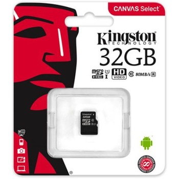 Card de memorie Kingston MicroSDXC, 32GB, Class 10, Canvas Select 80R, Class 10 Card de memorie Kingston MicroSDXC, 32GB, Class 10, Canvas Select 80R, Class 10
