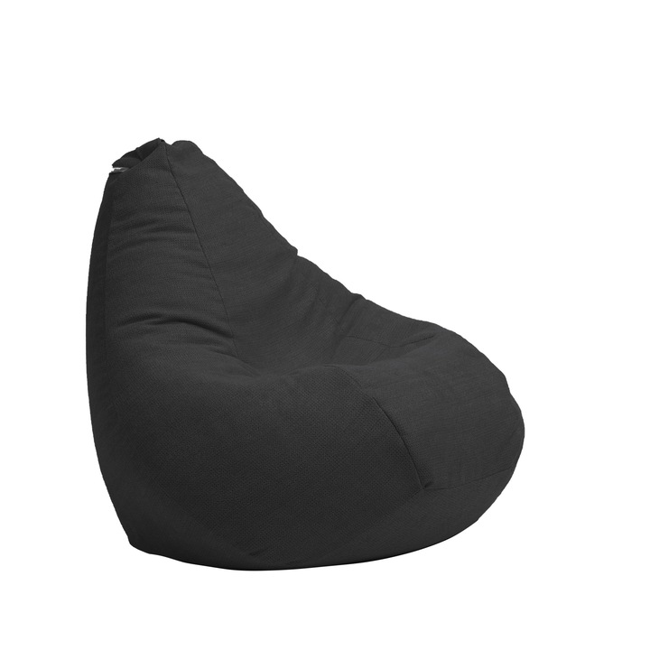 Пуф Pufrelax, круша, 220л., Nirvana Hobbit - Eerie Black, Перящ се калъф, Пълнеж от полистиролни перли, Гама Premium