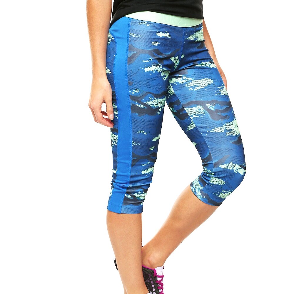 Pantaloni Reebok Workout Ready Printed Capri 3/4 pentru femei, Albastru