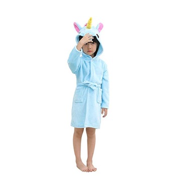 Halat de baie copii unicorn, 3-4 ani, bleu