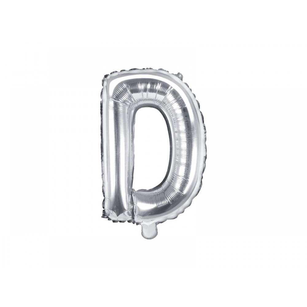 Balon folie metalizata litera D, Argintiu, 35cm