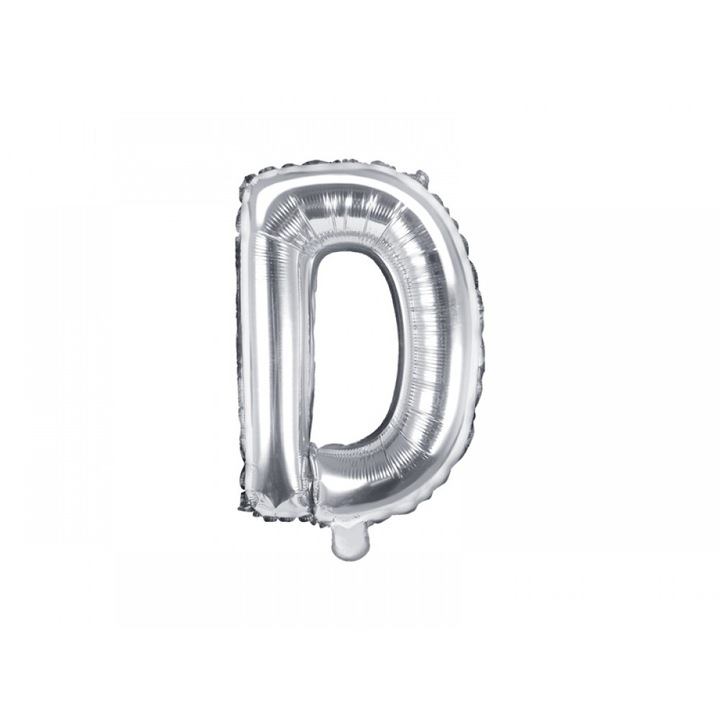 Балон от метално фолио буква D, сребрист, 35 см