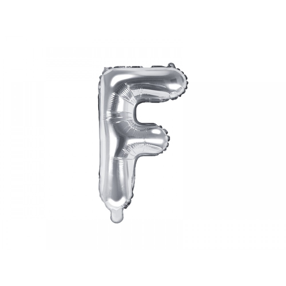 Balon folie metalizata litera F, Argintiu, 35cm