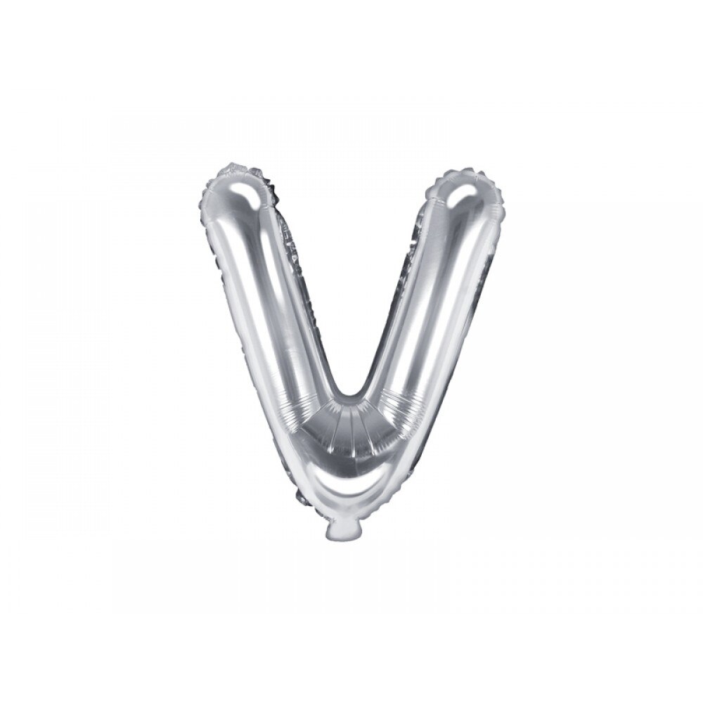 Balon folie metalizata litera V, Argintiu, 35cm