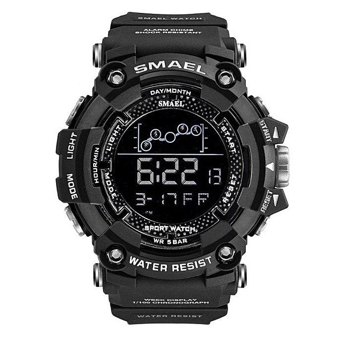 Ceas barbatesc Smael negru, Shock Rezistant, Digital, Sport, Militar, Army, Dual Time, Cronograf
