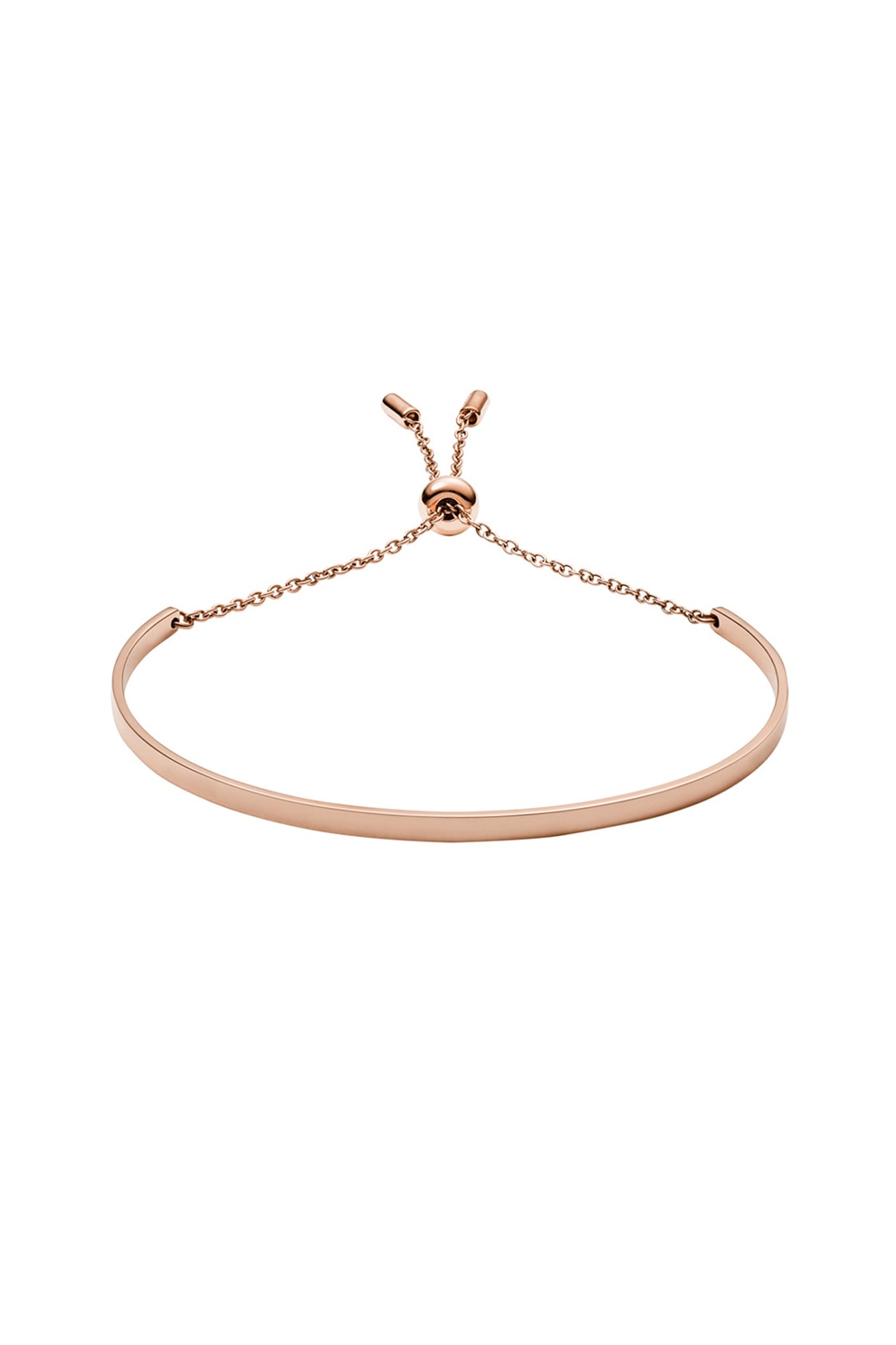 Fossil, Bratara rigida cu insertie din lant, Auriu rose