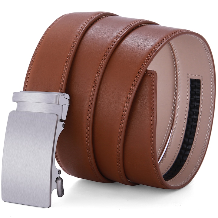 Curea din piele, Nelbons , maro, pafta automata, latime 3,5 cm