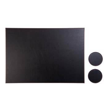 Mapa birou e-store pentru protectie birou, din piele PU + 2 suporturi pahar negru Mapa birou e-store pentru protectie birou, din piele PU + 2 suporturi pahar negru