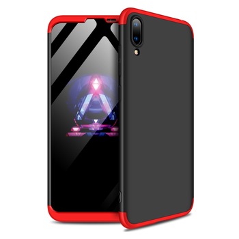 Husa Huawei Y7 (2019) - Protectie 360 grade, 3 in 1, Plastic, Neagra/Rosie Husa Huawei Y7 (2019) - Protectie 360 grade, 3 in 1, Plastic, Neagra/Rosie