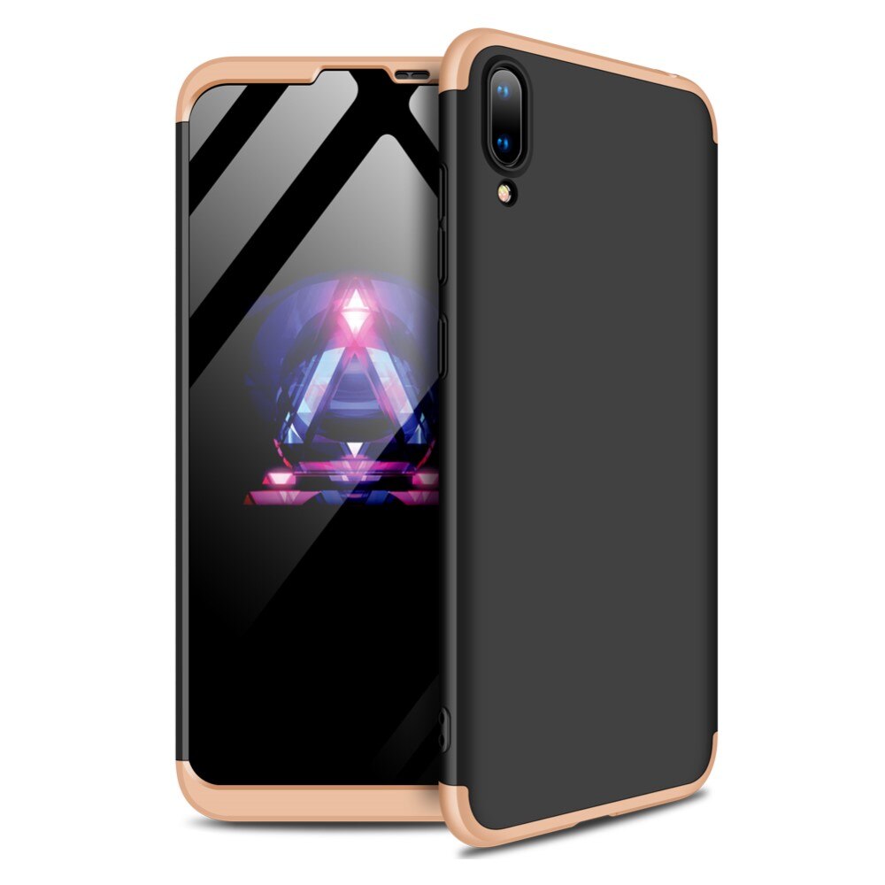 Husa Huawei Y7 (2019) - Protectie 360 grade, 3 in 1, Plastic, Neagra/Aurie