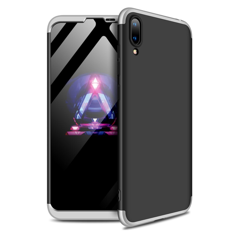 Husa Huawei Y7 (2019) - Protectie 360 grade, 3 in 1, Plastic, Neagra/Argintie