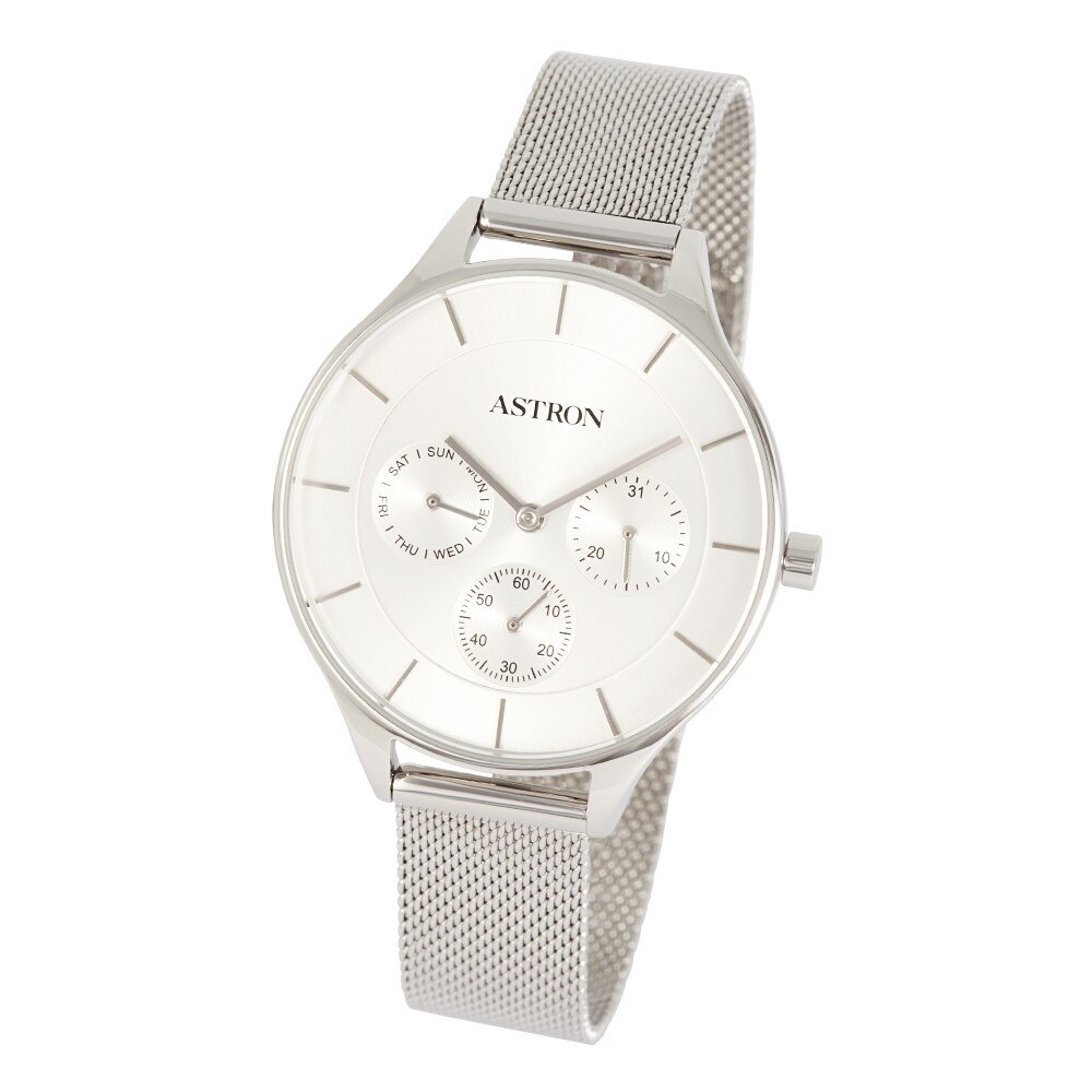 Ceas de dama ASTRON, mecanism quartz, carcasa si bratara argintie, cadran argintiu, 36 mm
