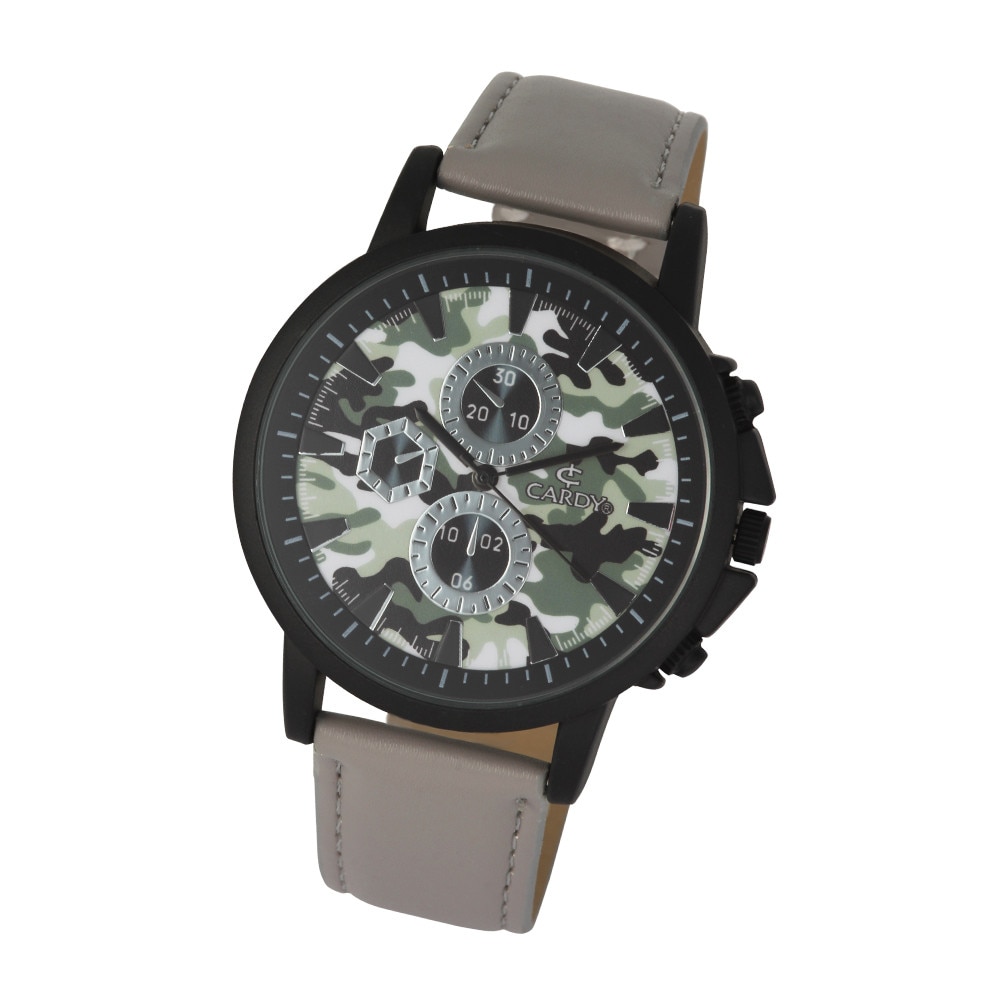 Ceas barbatesc CARDY , mecanism quartz , carcasa neagra , curea gri , cadran gri in stil de camuflaj