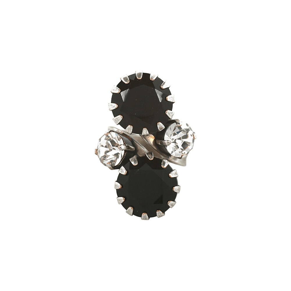 Inel placat cu Argint 925, Cristale, Check Mate by Roxannes - Mariana Jewellery, Negru/Cristal Transparent 7133/2-280-1SP
