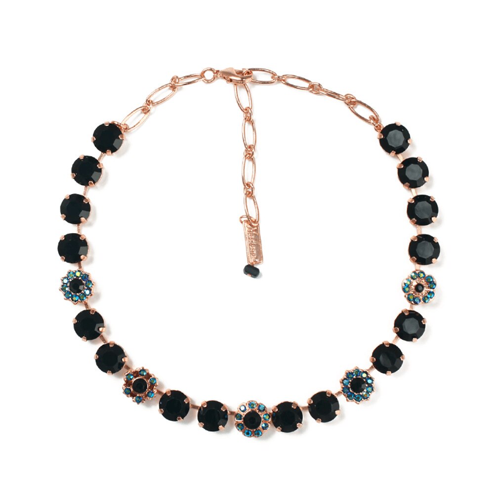 Colier placat cu Aur roz de 24K, Cristale, Grease Lightning by Roxannes - Mariana Jewellery, Negru/Albastru 3174-667rg