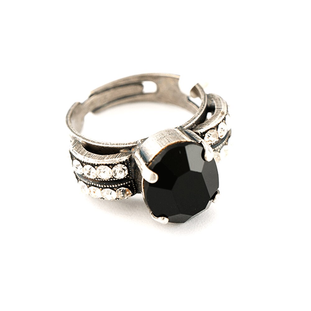 Inel placat cu Argint 925, Cristale, Check Mate by Roxannes - Mariana Jewellery, Negru/Cristal Transparent 7123-280-1SP