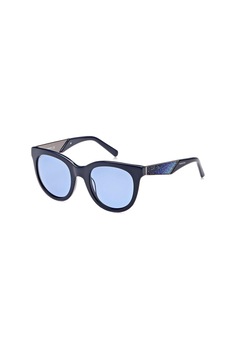 , Ochelari de soare cat-eye cu detalii stralucitoare, Bleumarin, 50-22-140 Standard , Ochelari de soare cat-eye cu detalii stralucitoare, Bleumarin, 50-22-140 Standard