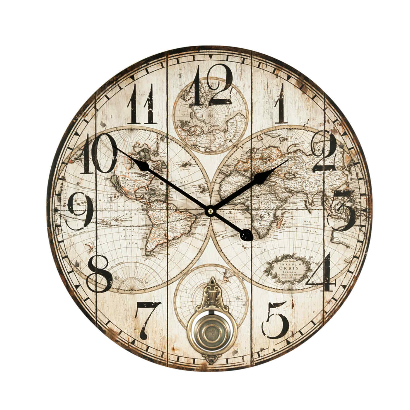 Ceas de perete cu harta, 45 cm, Jules Verne - Butopea
