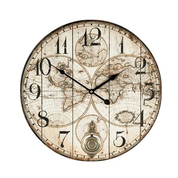 Ceas de perete cu harta, 45 cm, Jules Verne - Butopea Ceas de perete cu harta, 45 cm, Jules Verne - Butopea