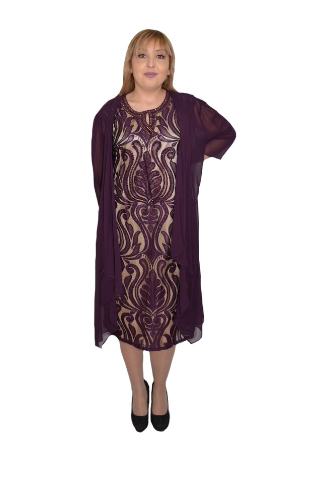 Rochie Soreena din dantela si voal,voal detasabil,D&J Exclussive, Mov