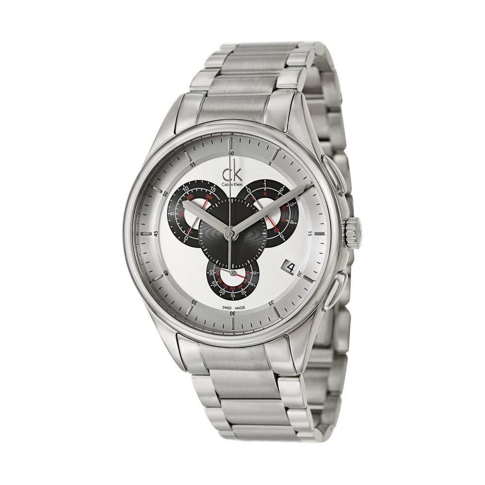 Ceas Argintiu/negru pentru barbati Calvin Klein Basic Chrono cu bratara metalica K2A27185