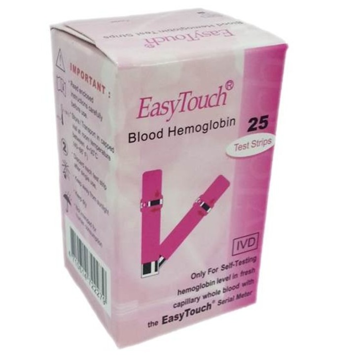 Hemoglobin tesztcsíkok EasyTouch készülékekhez, 25 tesztcsík / doboz