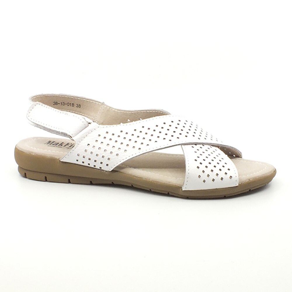 Sandale dama, din piele, Confort, alb, Alb