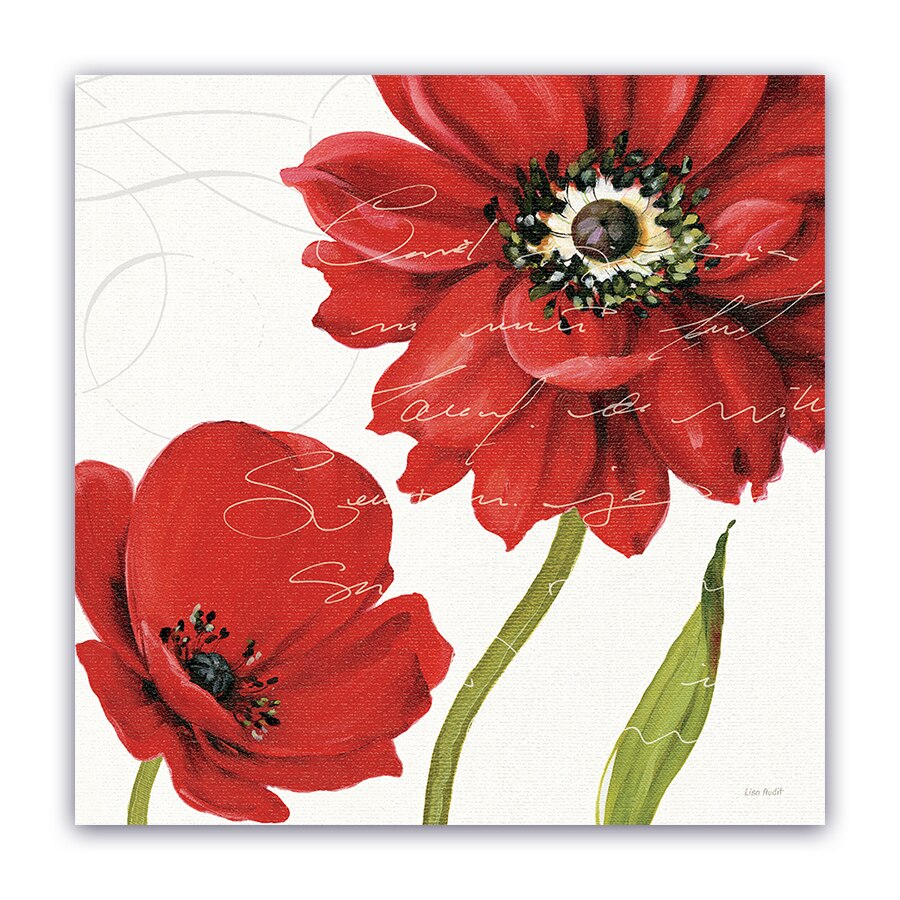 Tablou Canvas -Flori, Vintage, Mac Rosu, 100 x 100 cm