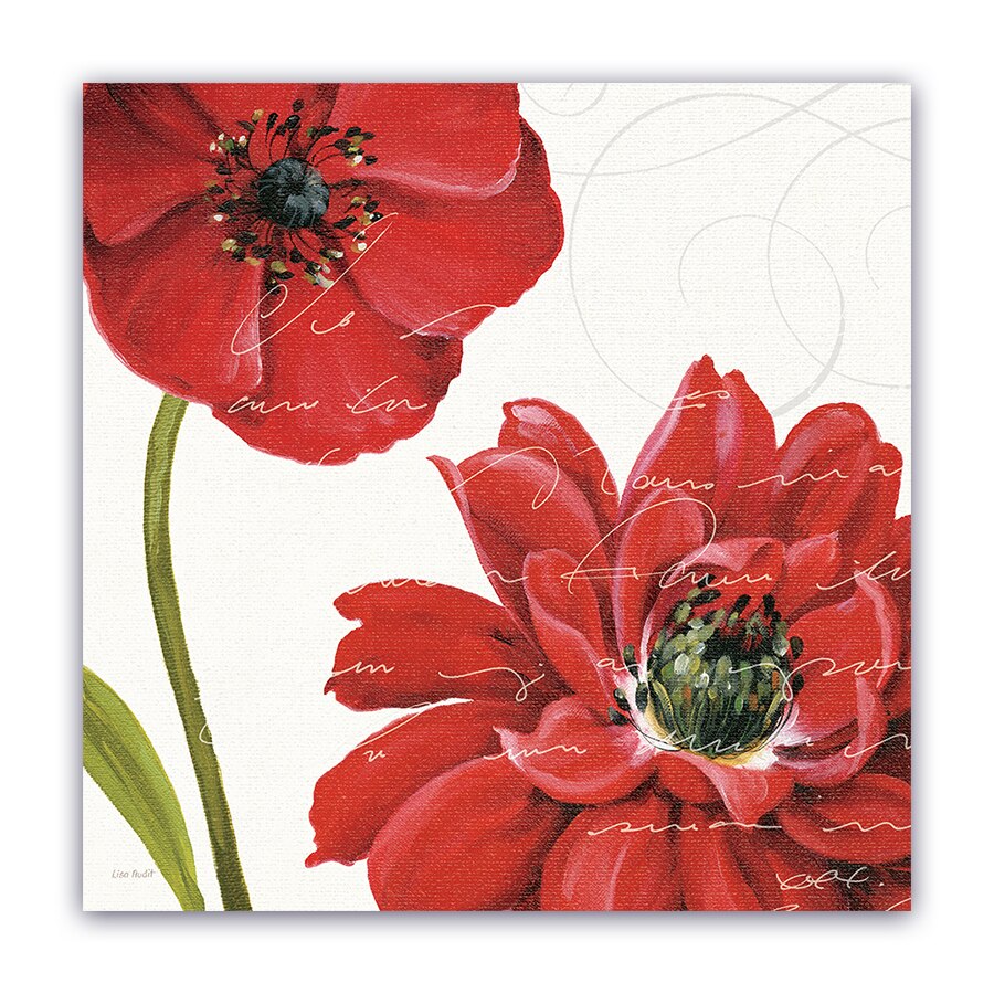 Tablou Canvas -Floral, Vintage, Mac Rosu, 100 x 100 cm