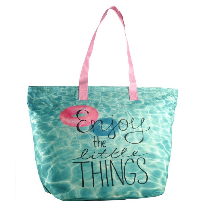 Плажна чанта с морски десен, затваря се с цип, има малко портмоне за вътрешността, ATS