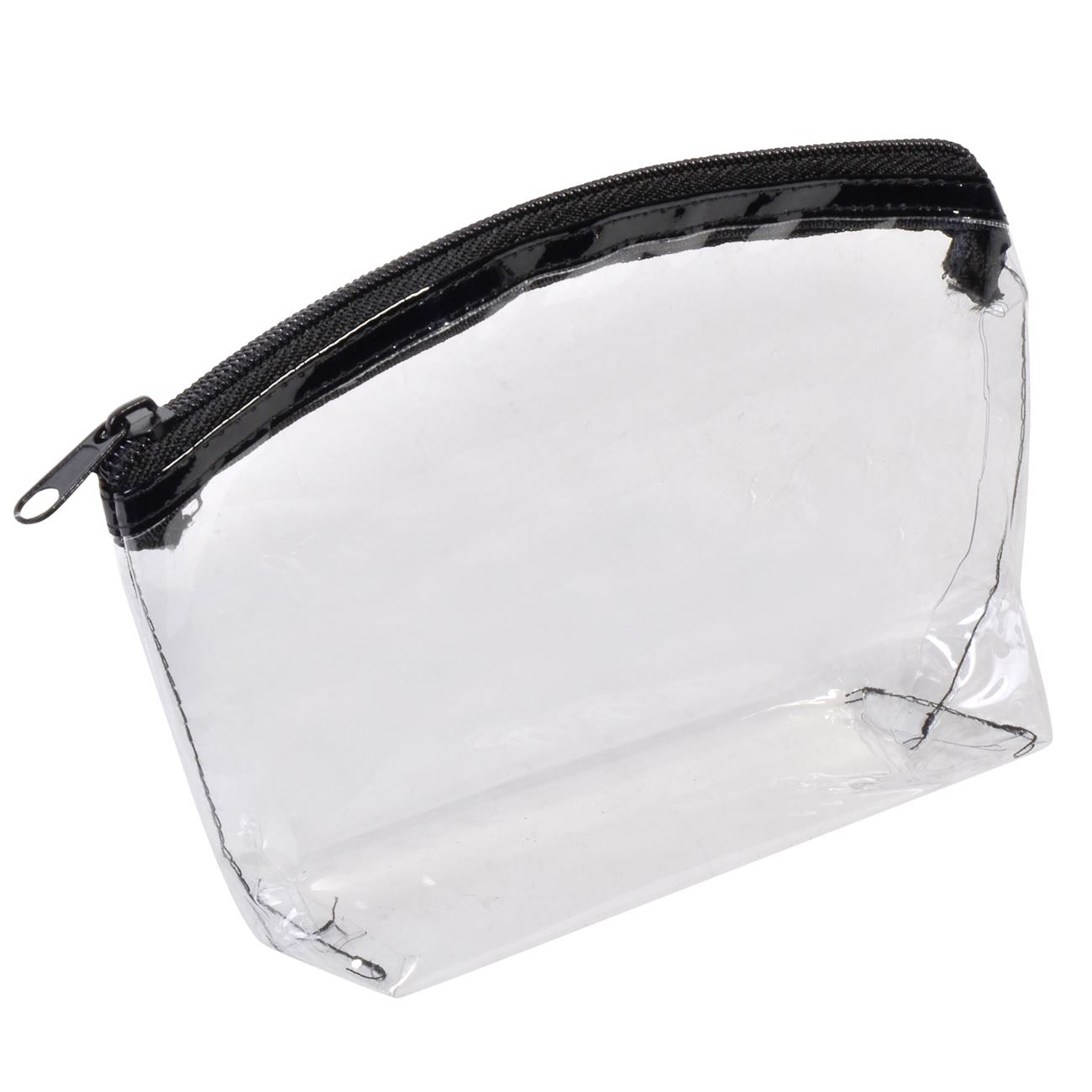 Portfard pentru cosmetice, Zola®, transparent, fermoar negru, 19.5x12x5 cm