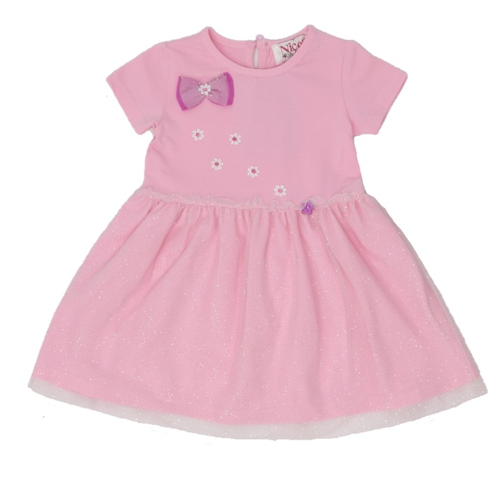 Rochie fete bumbac, Nicos Kids Fashion, Roz