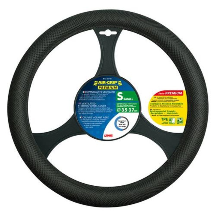 Husa volan, Lampa, Universal, Piele ecologica, 35-37 cm, Negru