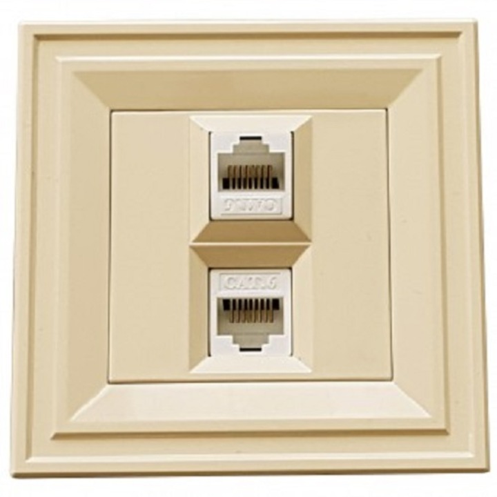 Компютърна розетка двойна LB Light CLASSIC 2xCat.6 RJ45, крем
