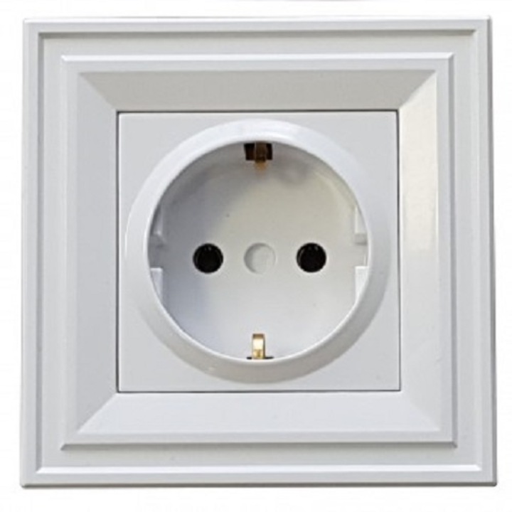 Контакт шуко LB Light CLASSIC 2P+E, 16А, бял