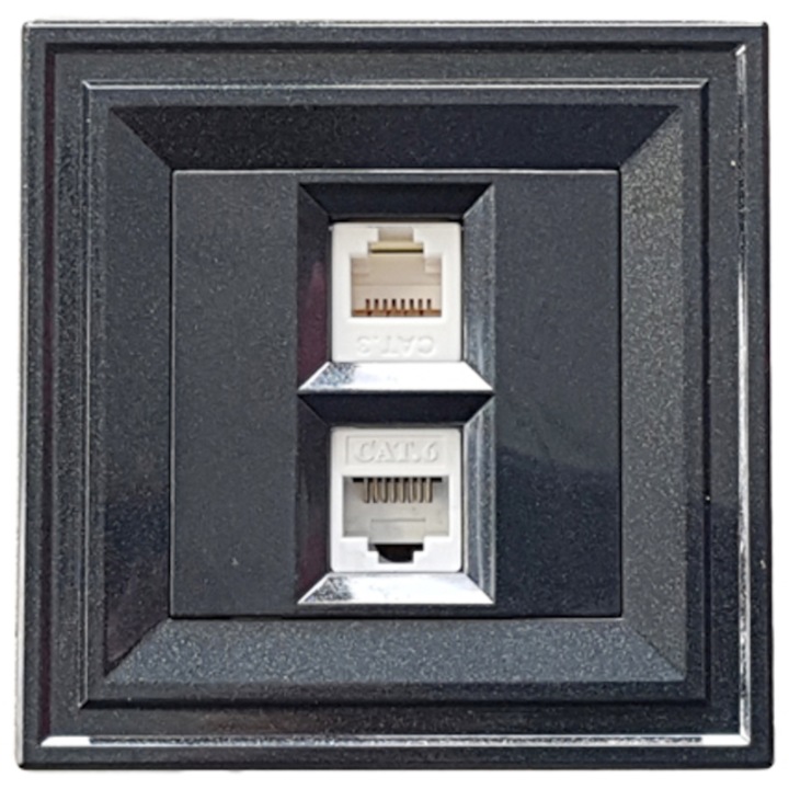 Компютърна розетка двойна LB Light CLASSIC 2xCat.6 RJ45, перлено черно