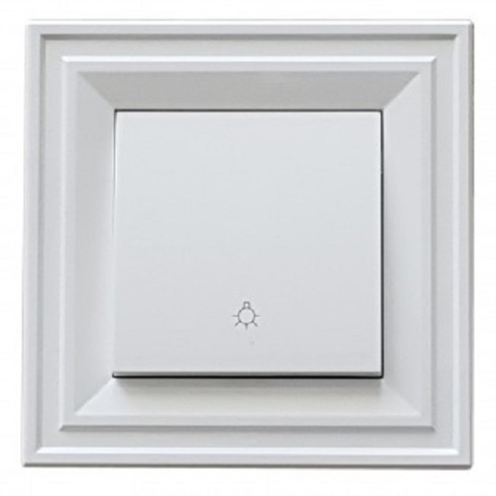 Стълбищен бутон LB Light CLASSIC 10А, 250V, бял