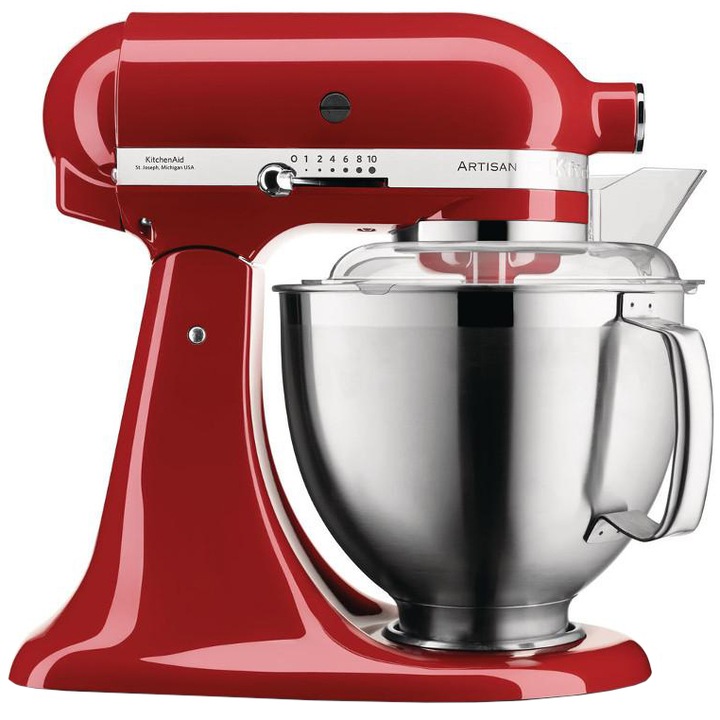 KitchenAid 5KSM185PSEER mixer, Artisan Elegance modell, 300 W, tál 4,8 liter, piros