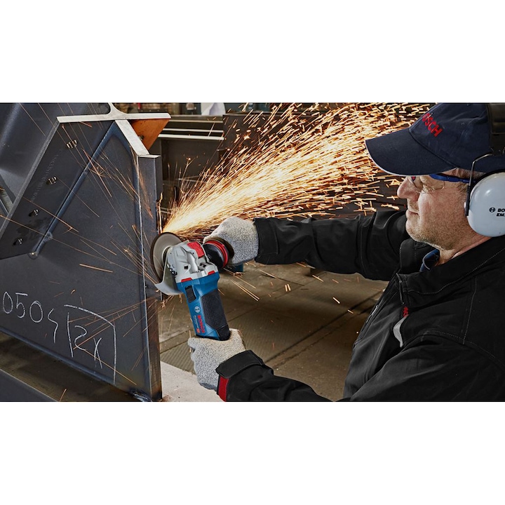 Polizor unghiular Bosch Professional X-Lock GWX 19-125 S, 1900 W, 11.500 RPM, 125 mm diametru disc + cutie + maner suplimentar + aparatoare de protectie